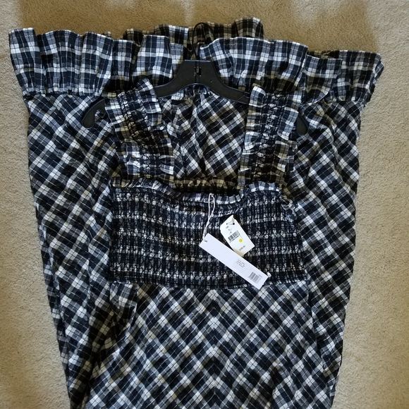 NWT GANNI Smocked checked seersucker dress - Picture 6 of 6